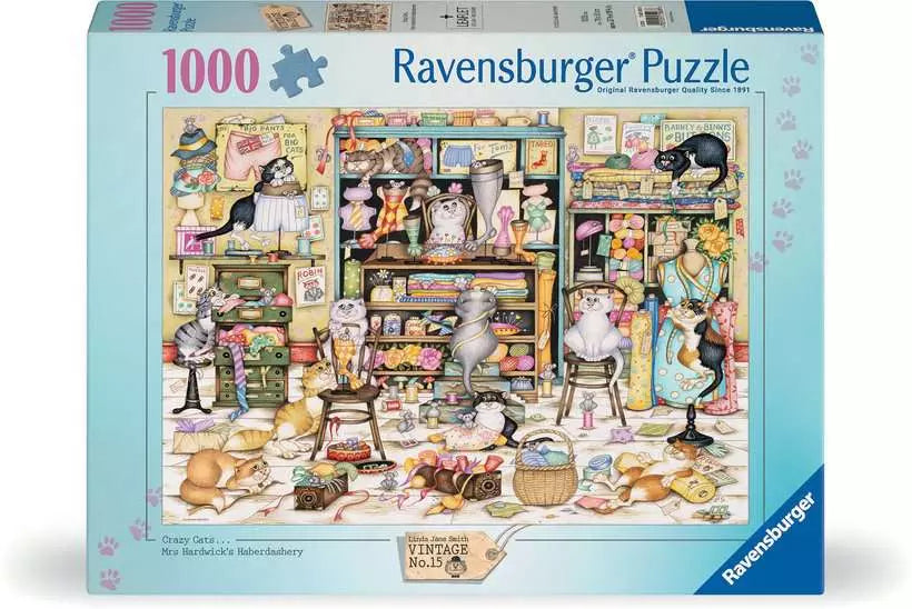 Ravensburger - Crazy Cats Mrs Hardwicks Haberdashery 1000 Piece Adult's Jigsaw Puzzle