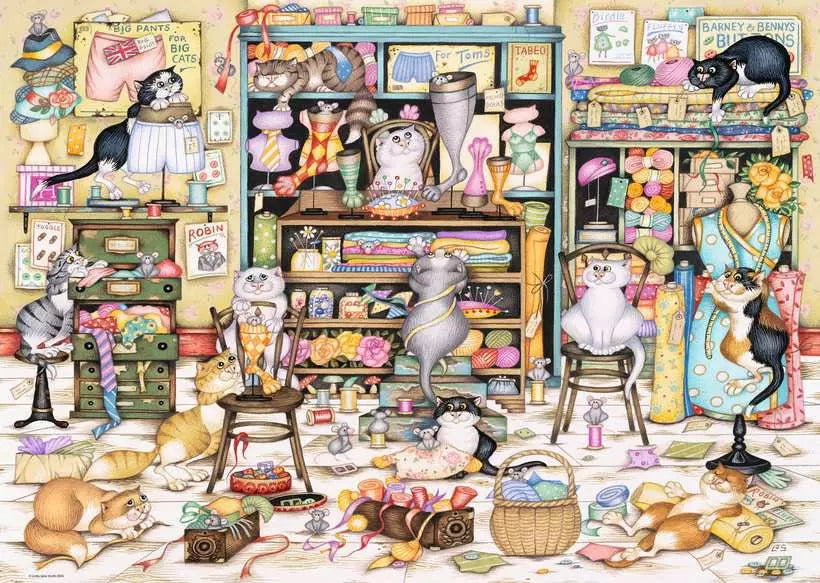 Ravensburger - Crazy Cats Mrs Hardwicks Haberdashery 1000 Piece Adult's Jigsaw Puzzle