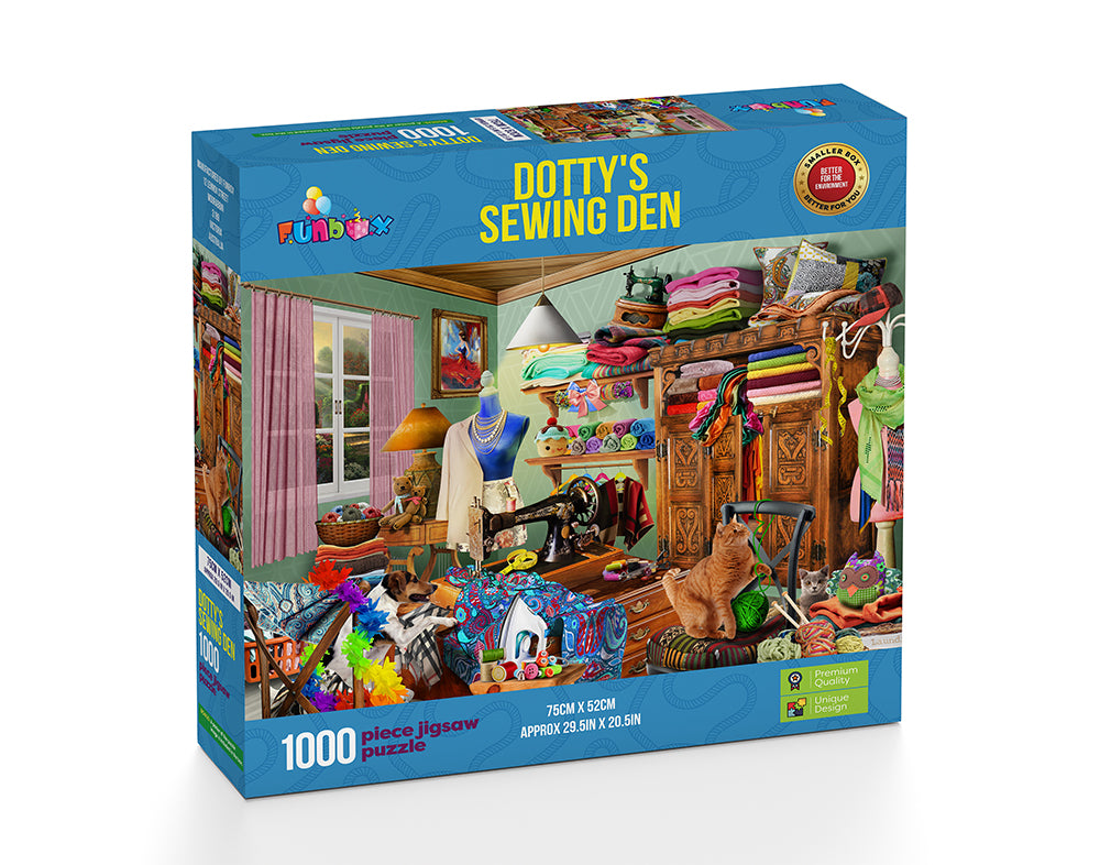 Funbox - Flash Sale - Limited Edition! - Dotty's Sewing Den 1000 Piece Jigsaw Puzzle