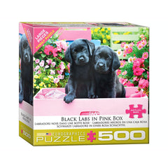 Eurographics - Black Labs In Pink Box 500 Piece Extra Large Jigsaw Puzzle