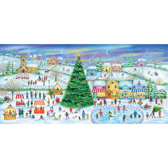 Gibsons - Skating In The Village Panoramic 636 Piece Puzzle