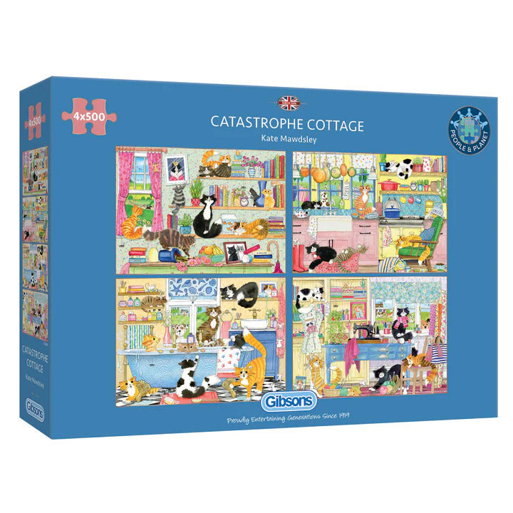 Gibsons - Catastrophe Cottage Puzzle 4 x 500 Piece Jigsaw Puzzle