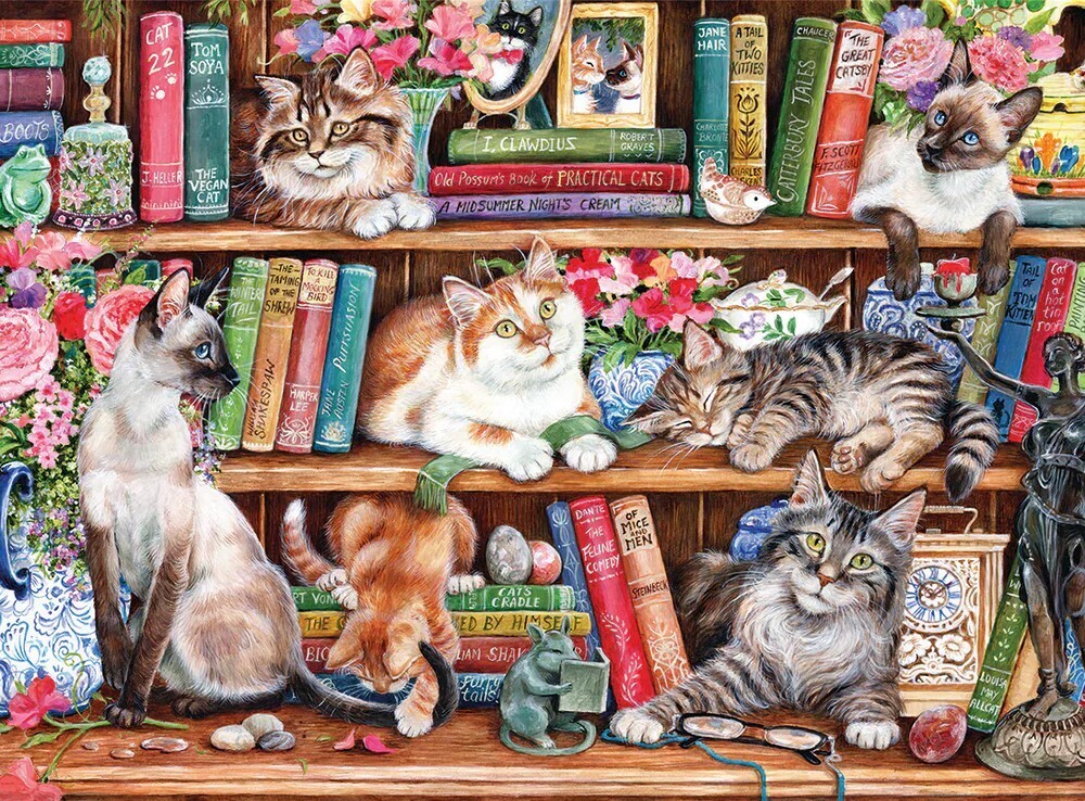 Gibsons - Puss Back In Books Puzzle 1000 Piece Jigsaw Puzzle