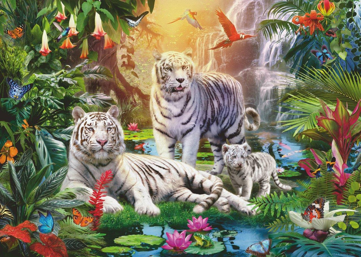 Ravensburger - White Tiger Family (Die Familie der Weiben Tiger) 1000 Piece  Puzzle