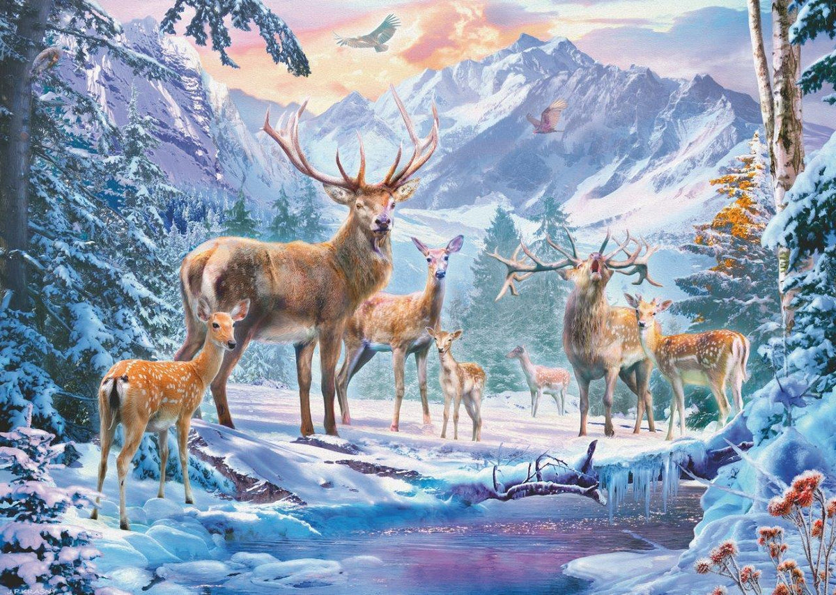 Ravensburger - Rehe und Hirsche im Winter (Deer And Stags In Winter) 1000 Piece Jigsaw Puzzle