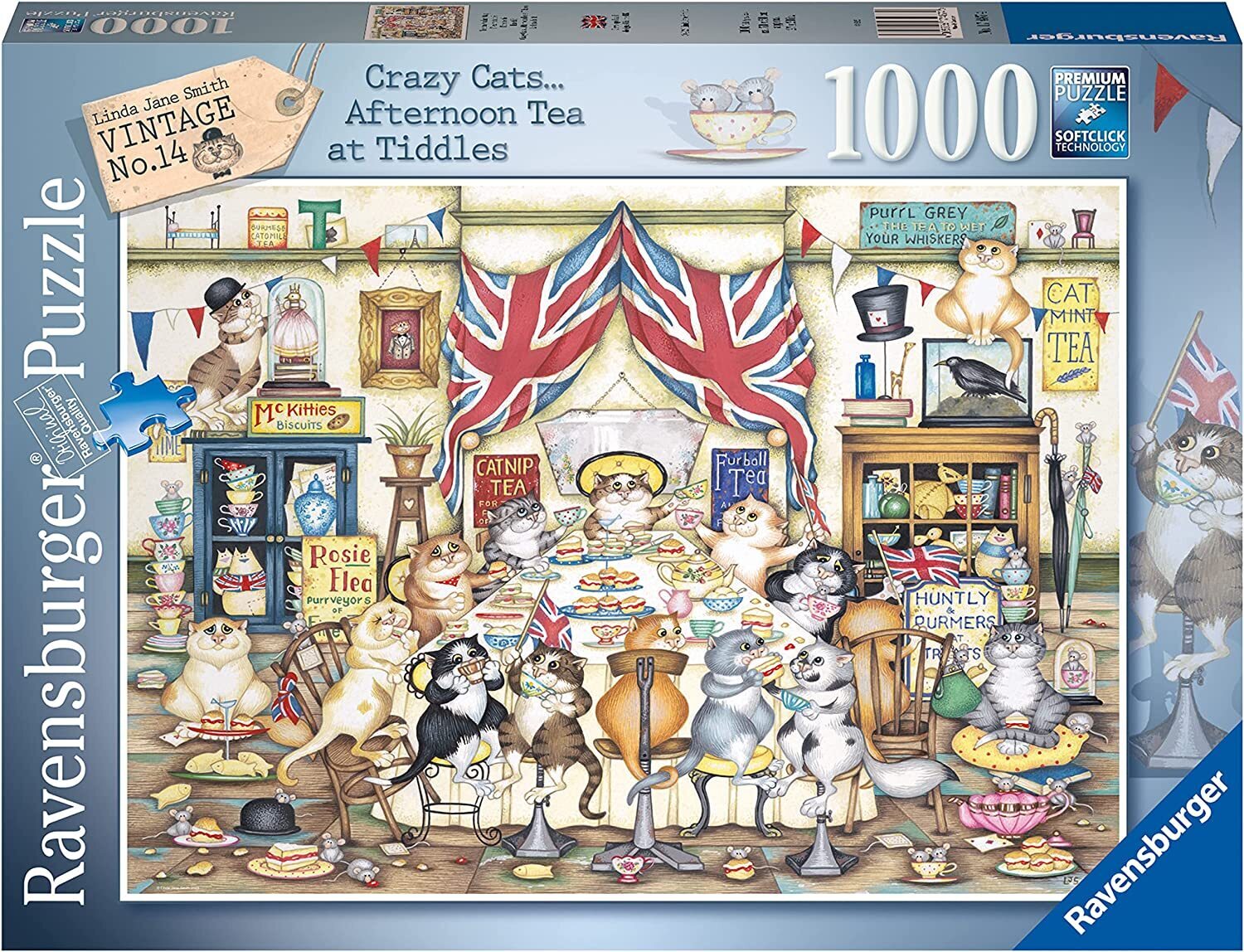 Ravensburger - Crazy Cats: Afternoon Tea at Tiddles 1000 Piece Adult's Jigsaw Puzzle