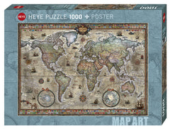 HEYE - Map Art: Retro World 1000 Piece Jigsaw Puzzle