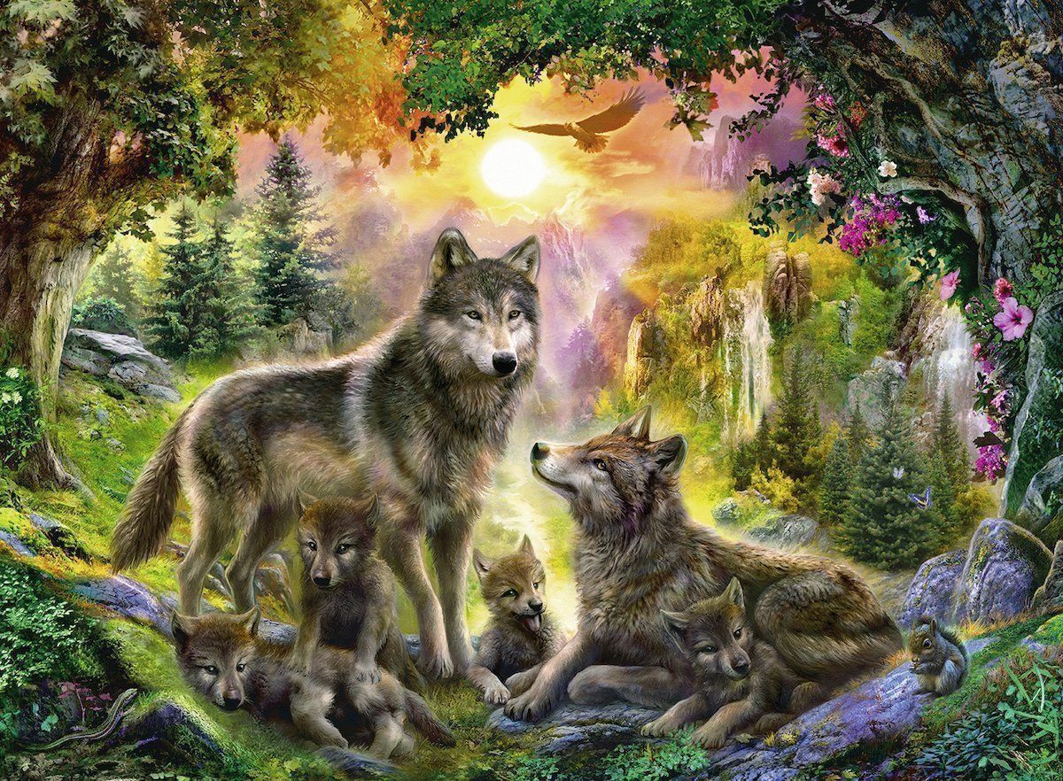 Ravensburger - Wolf Family in Sunshine 500 Piece Family Jigsaw Puzzle