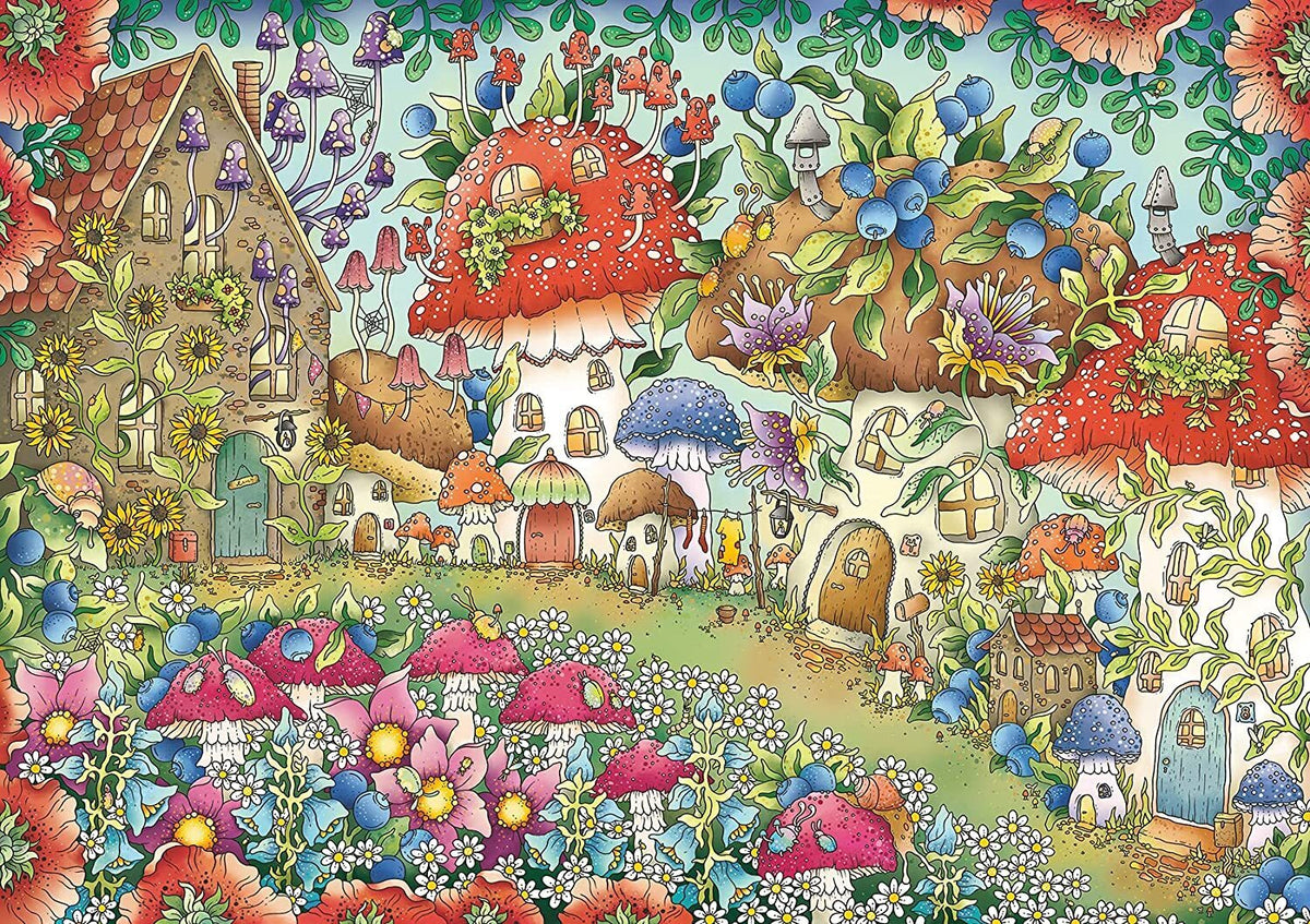 Ravensburger - Floral Mushroom Houses 1000 Piece Adult's Puzzle