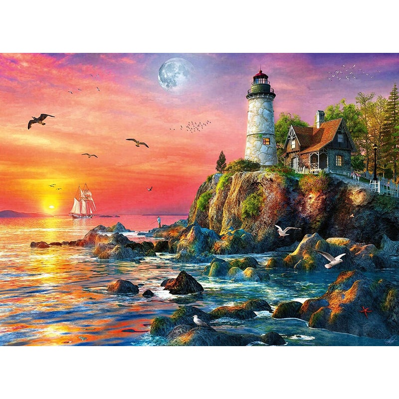 Ravensburger - Lighthouse at Sunset 500 Piece Family Jigsaw Puzzle